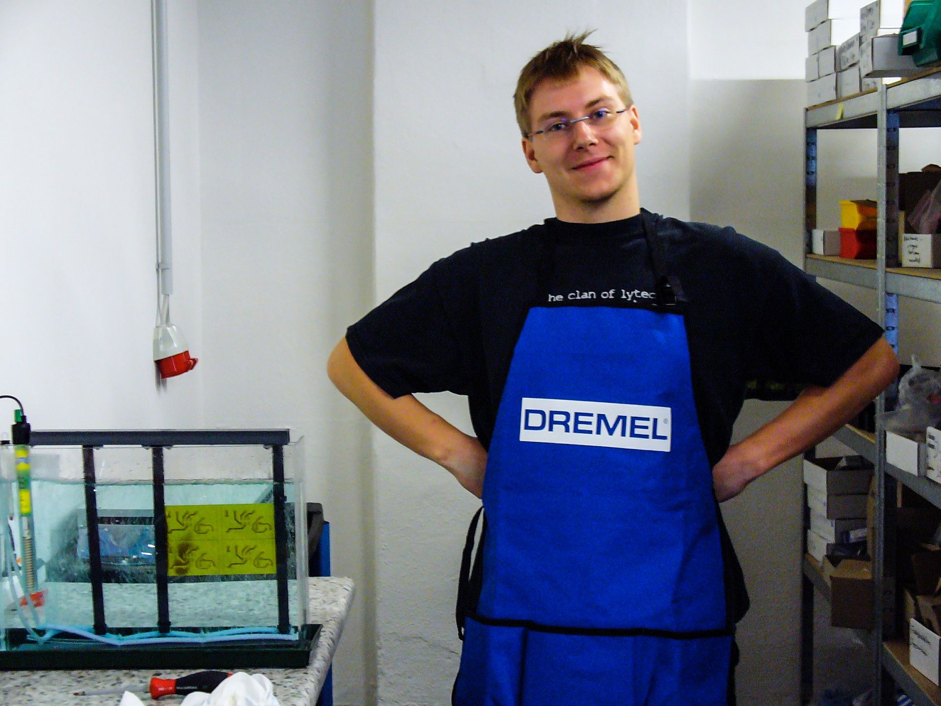 Me, proudly etching the PCB at the Fraunhofer Lab